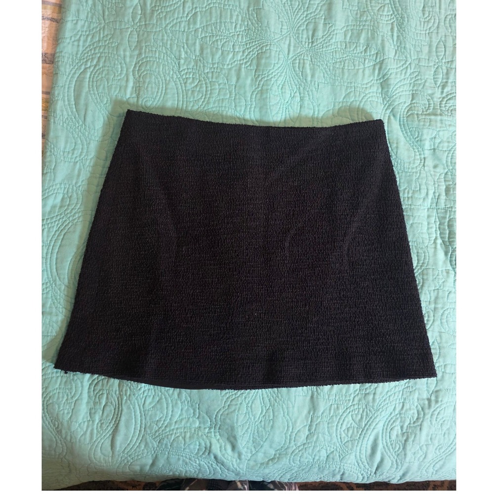 Theory Kerash Tweed Stretch Black Mini Skirt 12‎ L104302R Cotton Blend Textured
